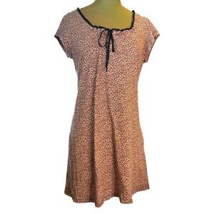 Leopard Print Lace Trim Nightgown - Soft Cheetah Sleep Dress - Size Medium